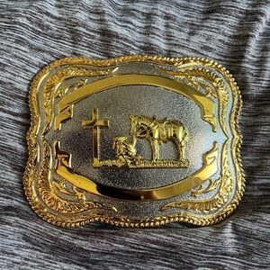 Gold and Silver Western Belt Buckle